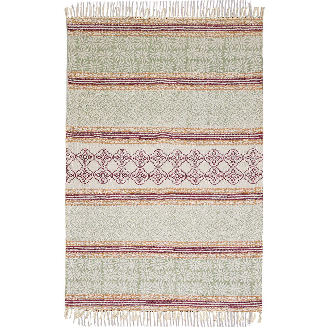 Handmade Striped & Printed Cotton Rug