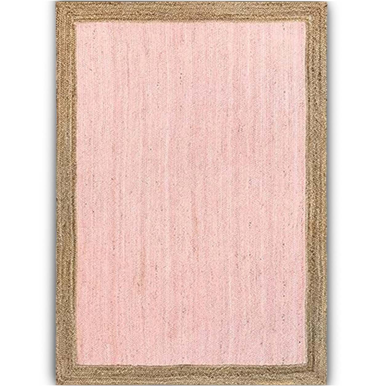 Hand Woven Light Pink Jute Rug