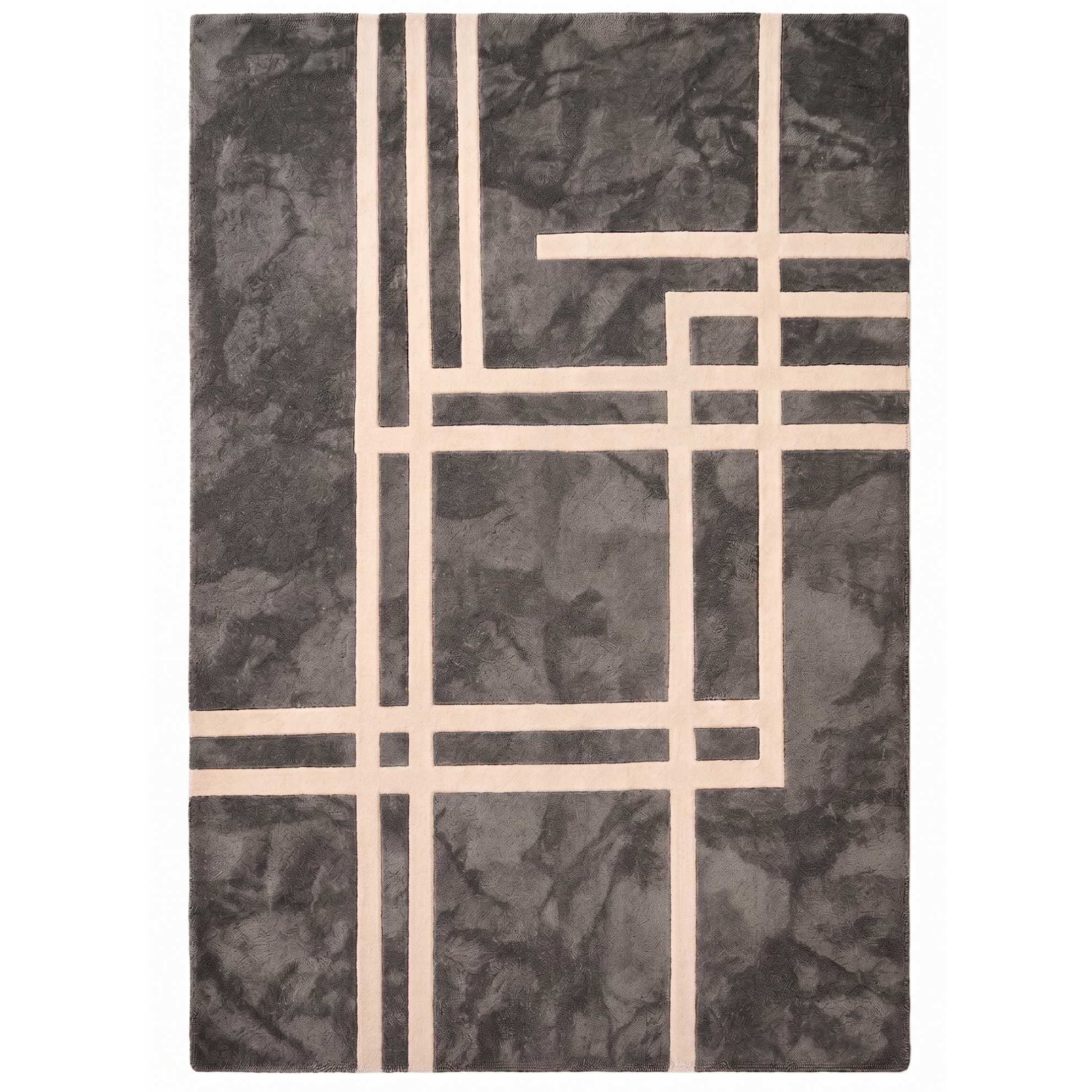 Handmade Black Geometric Wool Rug Handmade Black Geometric Wool Rug