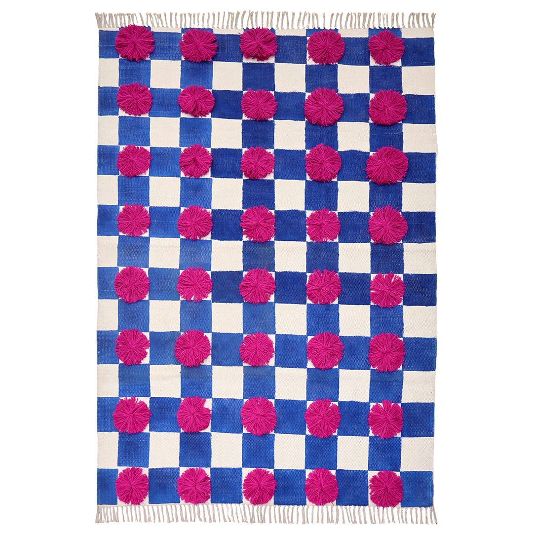 Hand Block Print With Kantha work Rug