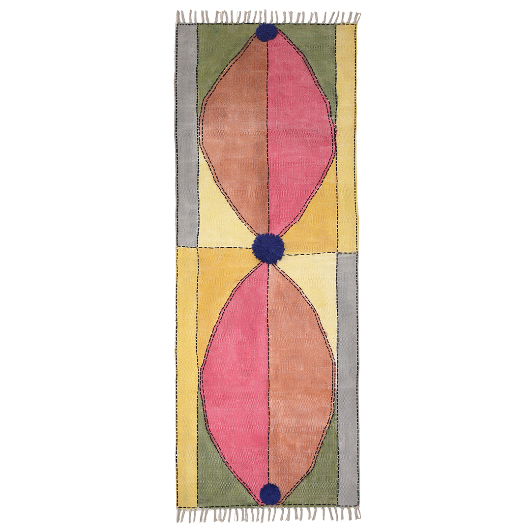 Hand Block Printed Geometric Kantha Rug