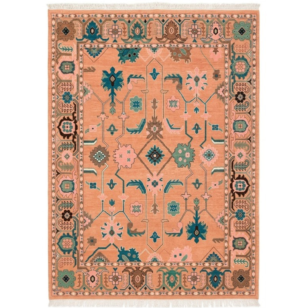 Hand Knotted Orange Designer Carpet