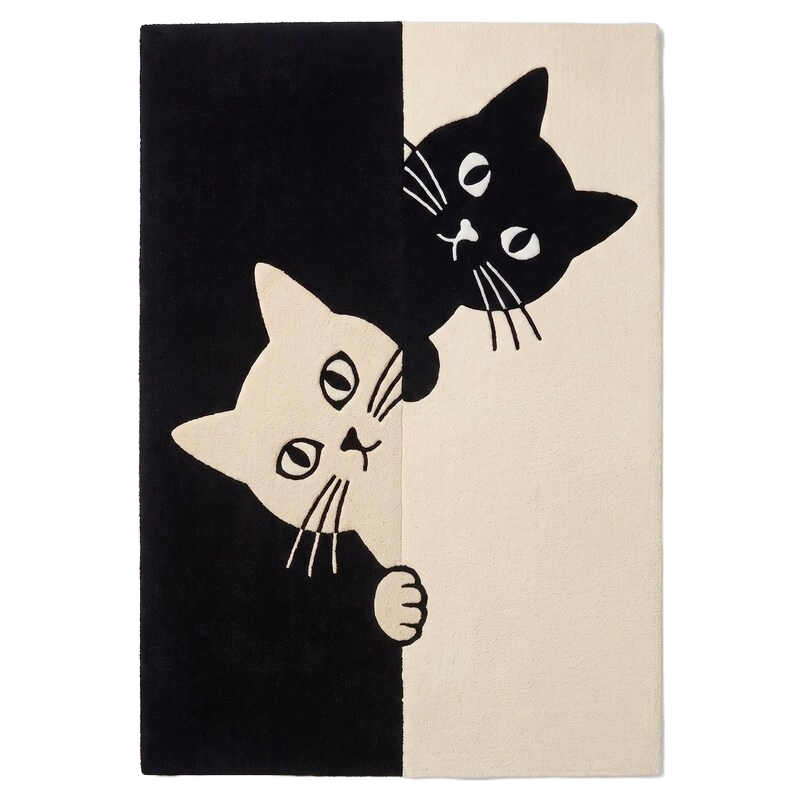 Hand Tufted Cat Pattern Rug Hand Tufted Cat Pattern Rug