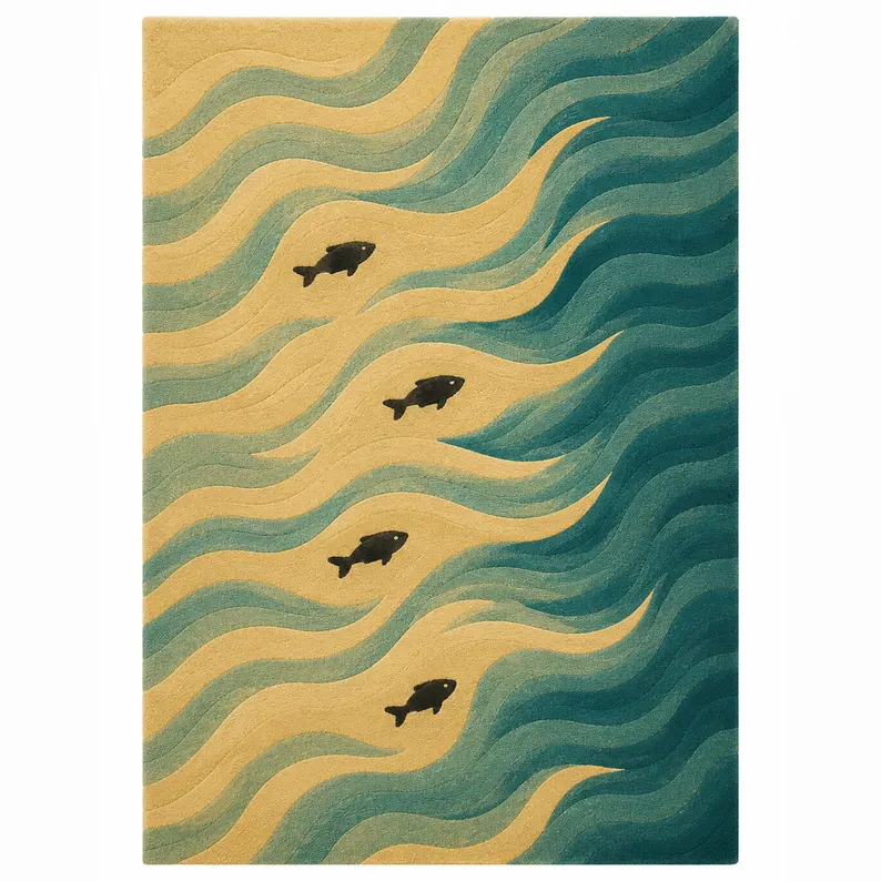 Hand Tufted Ocean Style Fish Rug Hand Tufted Ocean Style Fish Rug