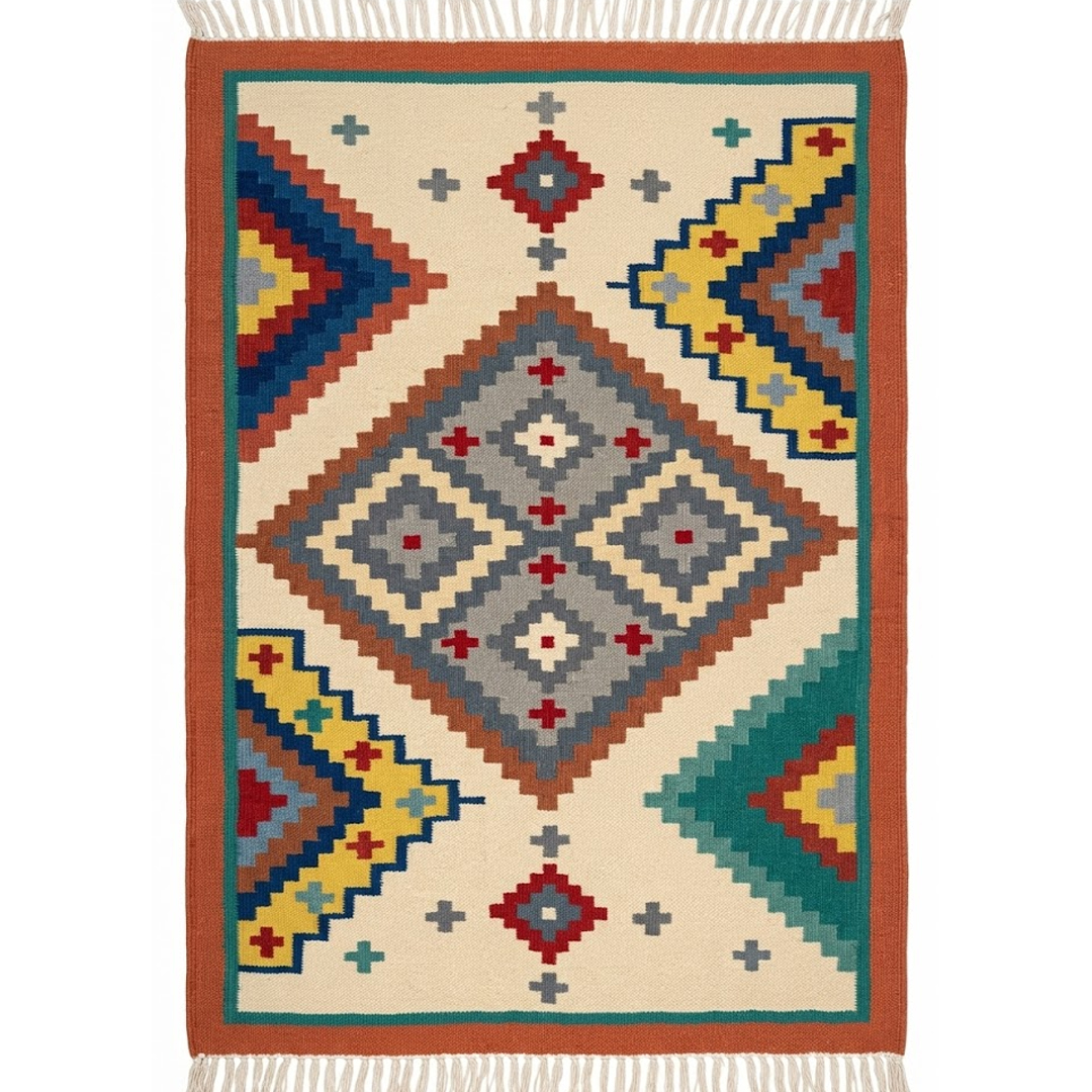 Wool Jute Geometric Designer Kilim Wool Jute Geometric Designer Kilim